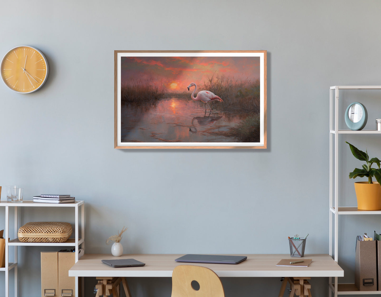 Flamingo Lake Sunset African American canvas print view 84