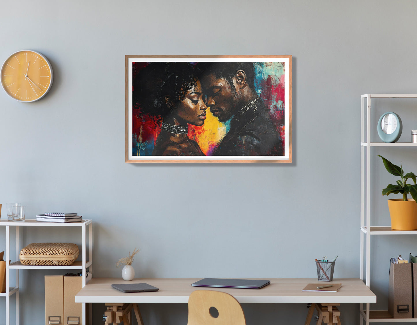 Black Couple Romantic Portrait Black love wall art view 84