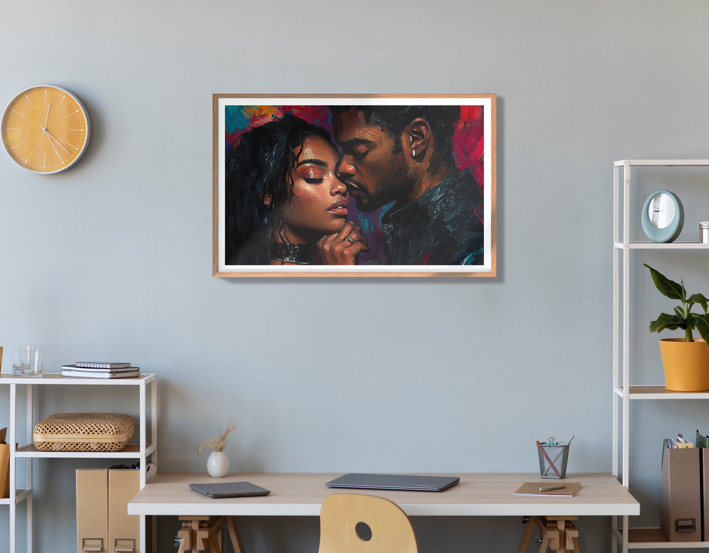 Black Love Couple Portrait Black love wall art view 84