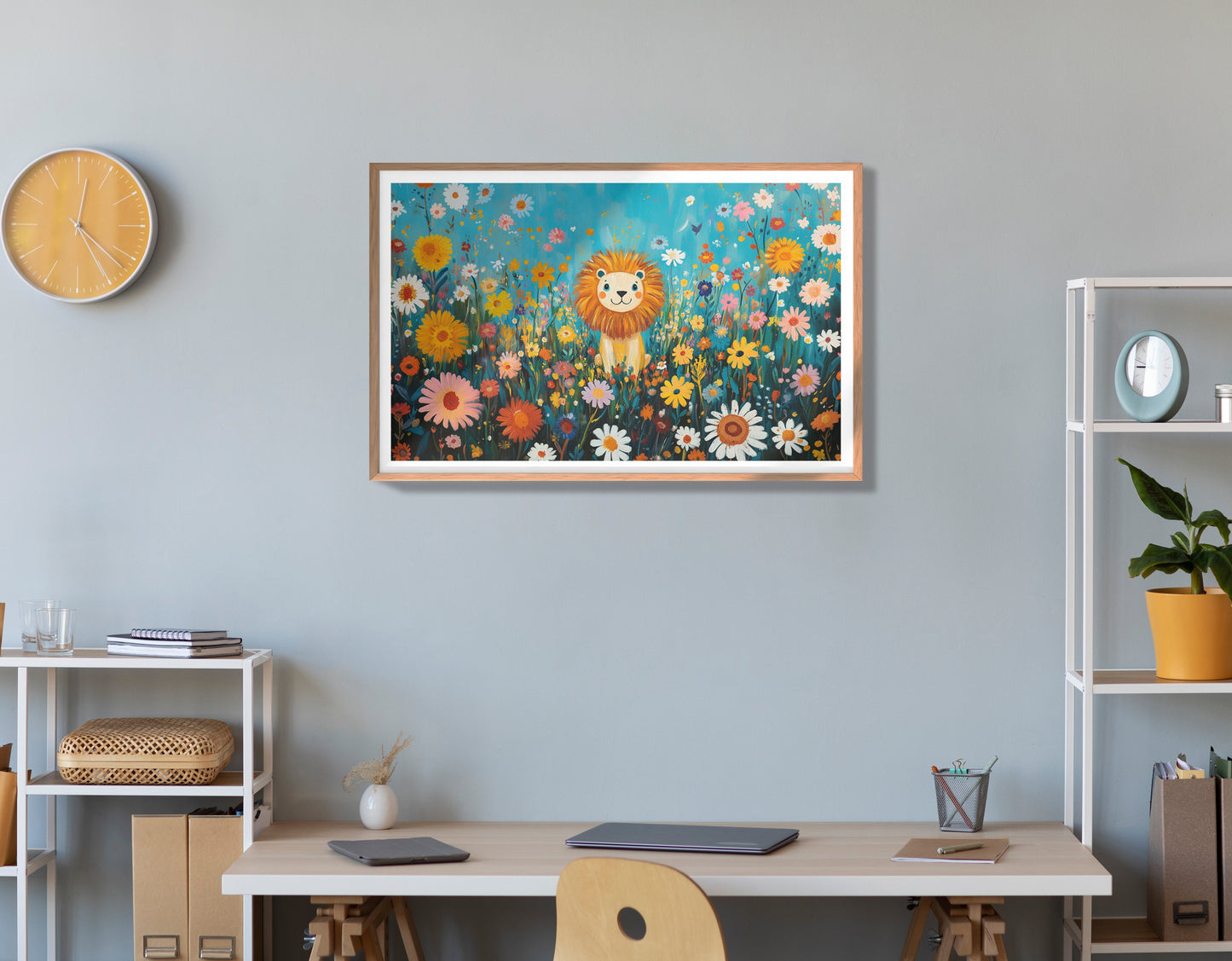 Happy Lion Floral African American canvas print view 84