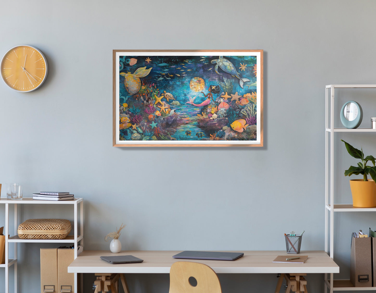 Black Mermaid Ocean Fantasy Caribbean wall art view 84