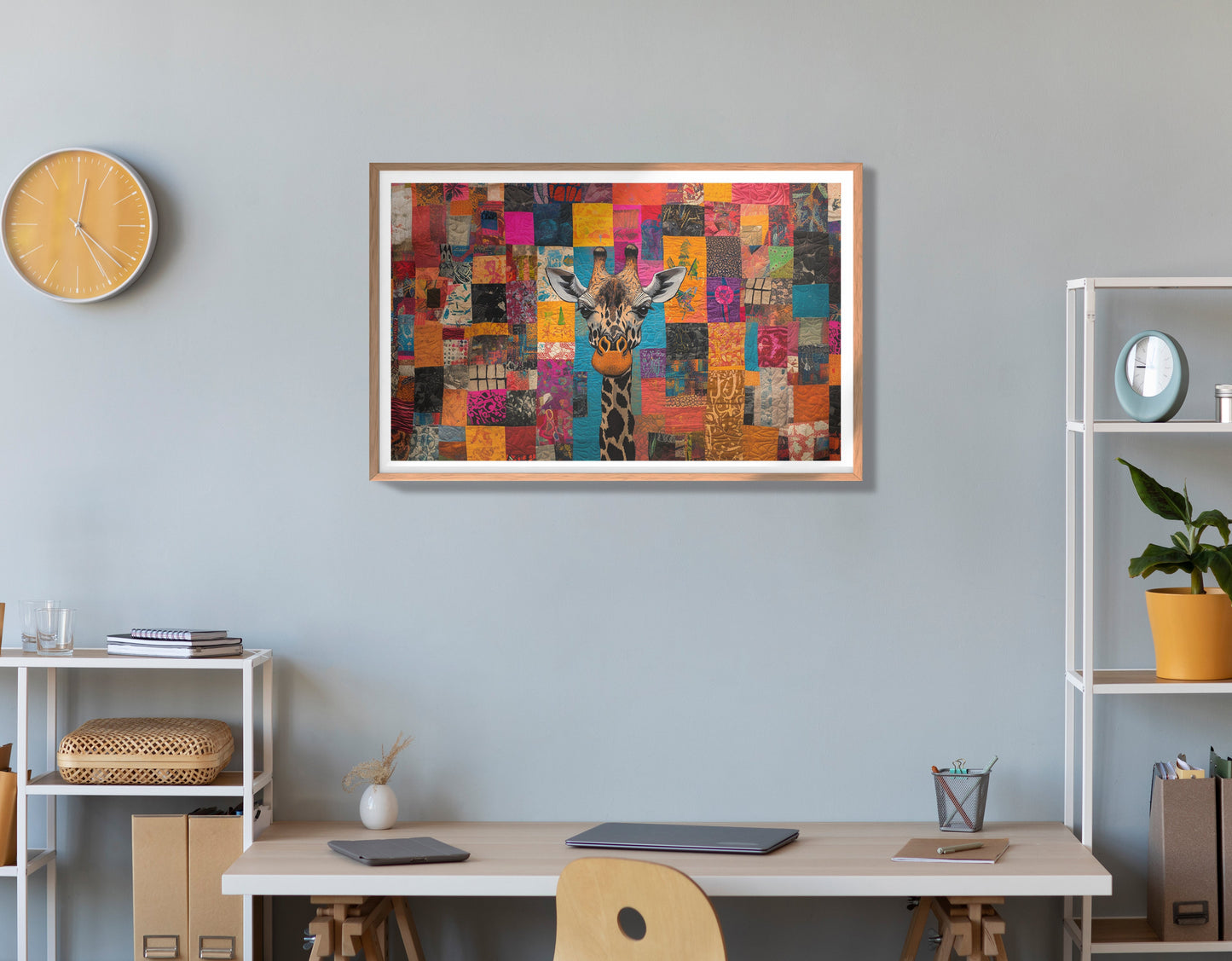 Patchwork Giraffe African American canvas print view 84
