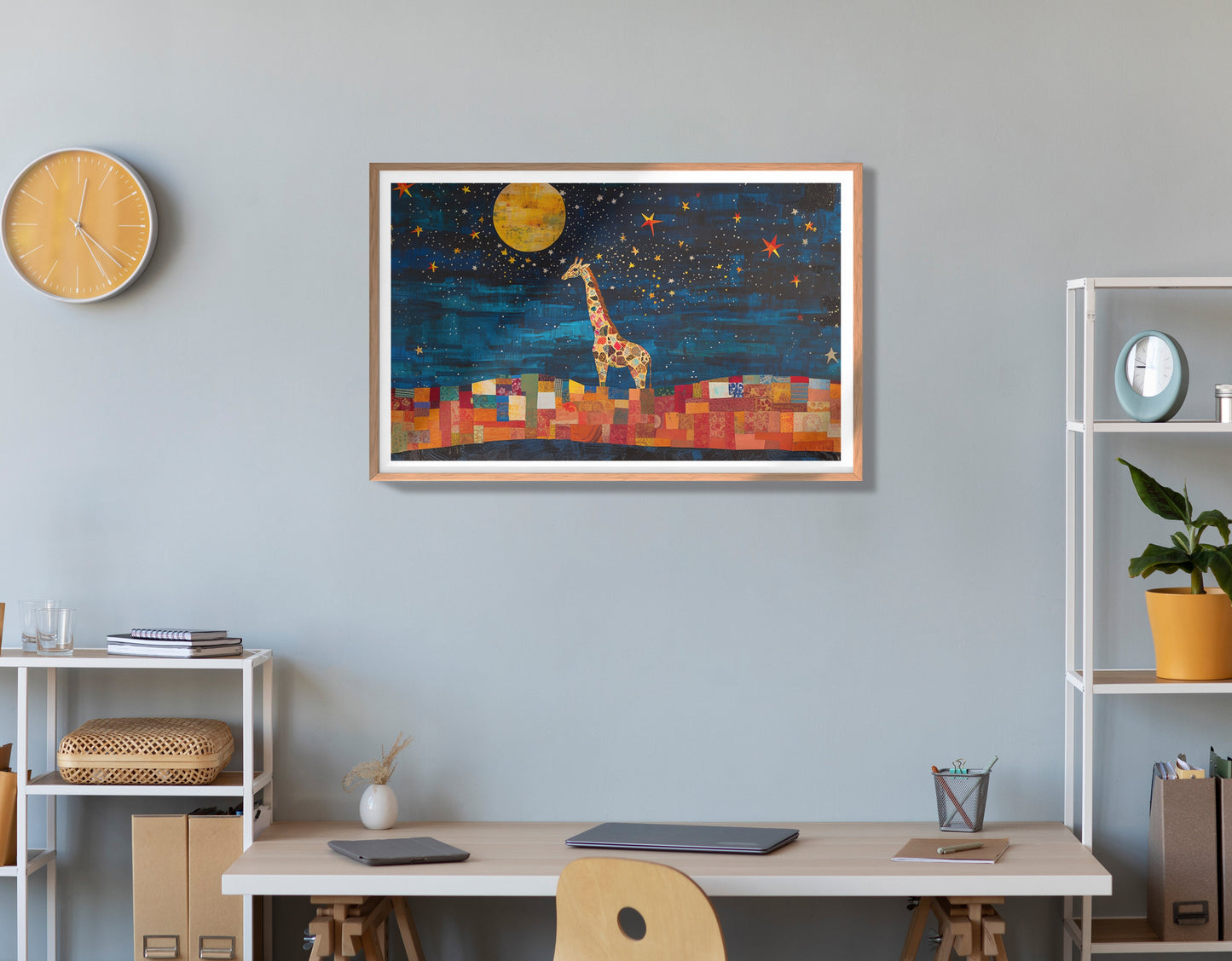 Moonlit Giraffe Mosaic African American canvas print view 84