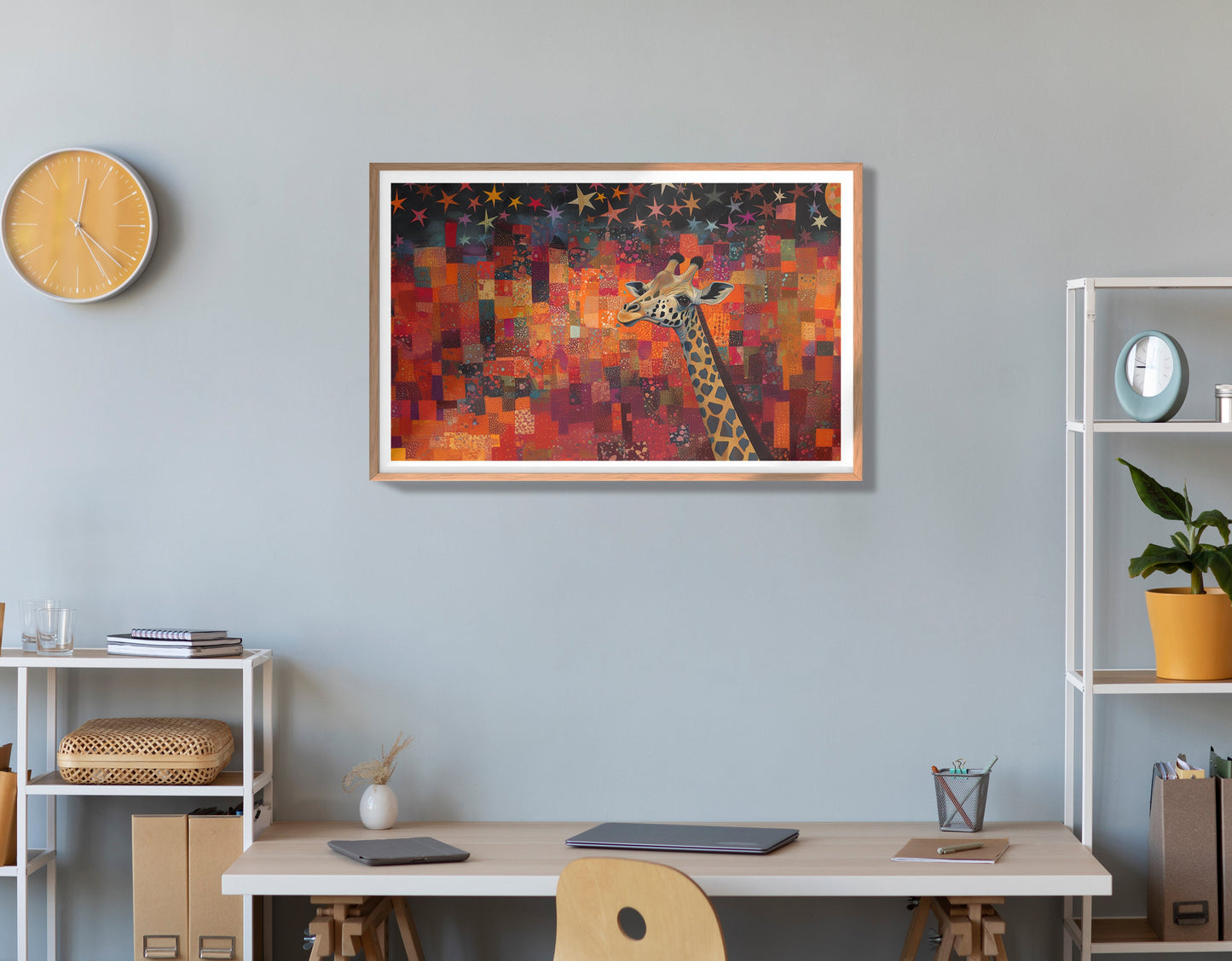 Red Patchwork Giraffe Black African American canvas print view 84