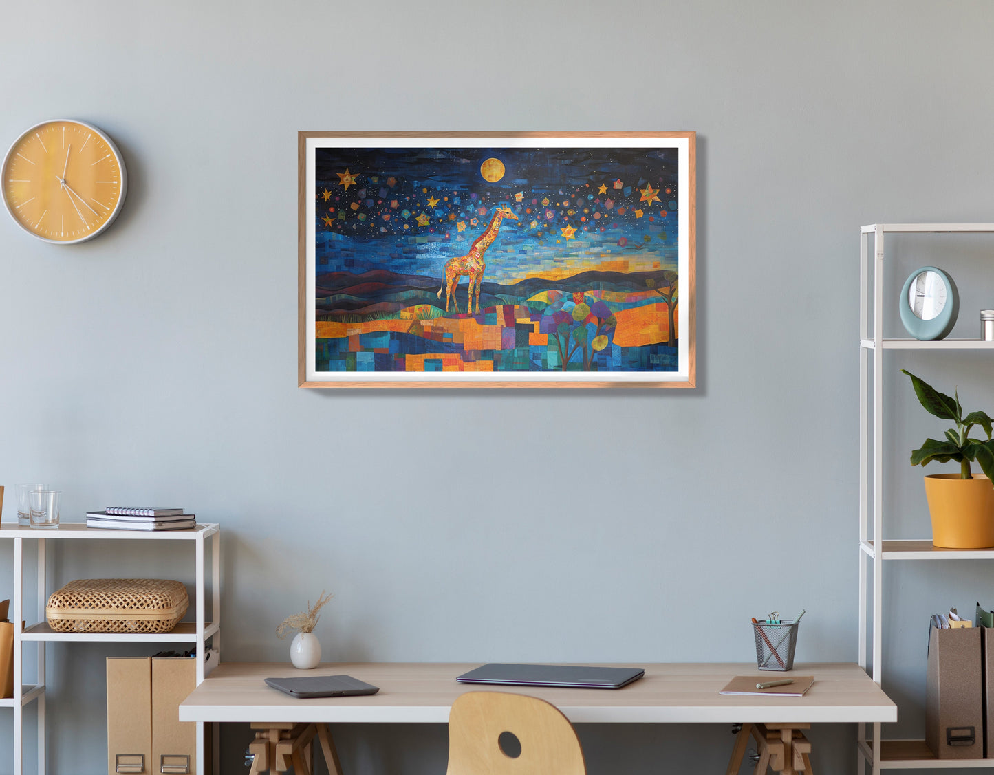 Blue Moon Giraffe Safari Black African American canvas print view 84