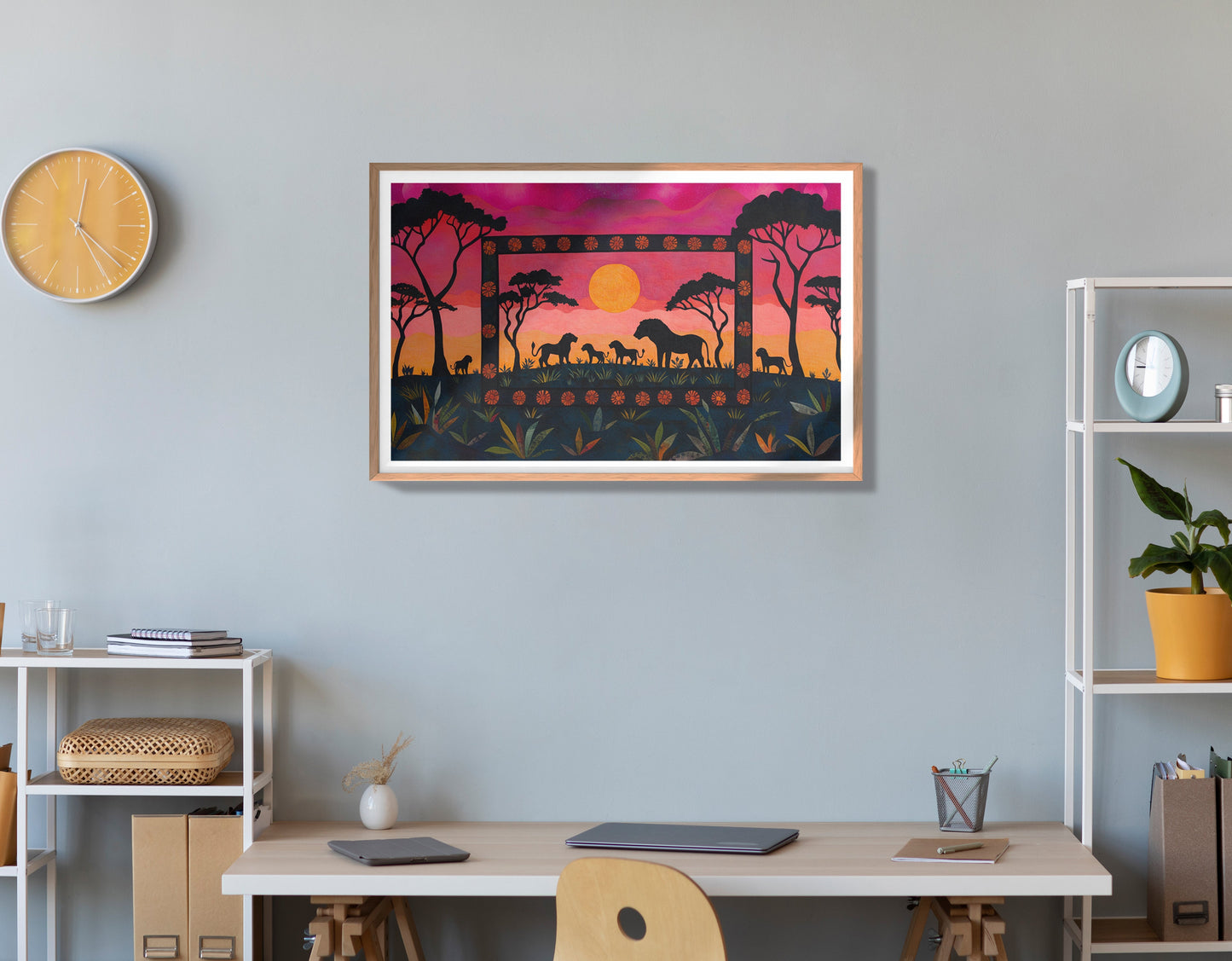 Safari Sunset Silhouette African American canvas print view 84