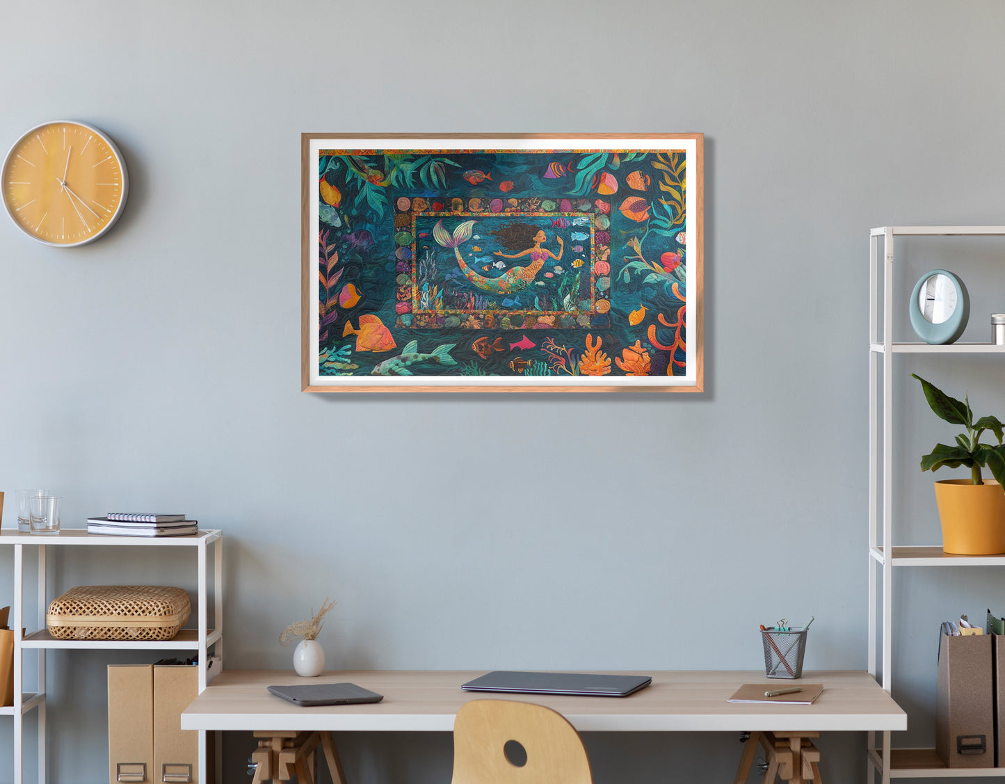 Black Mermaid Tropical Sea Caribbean wall art view 84