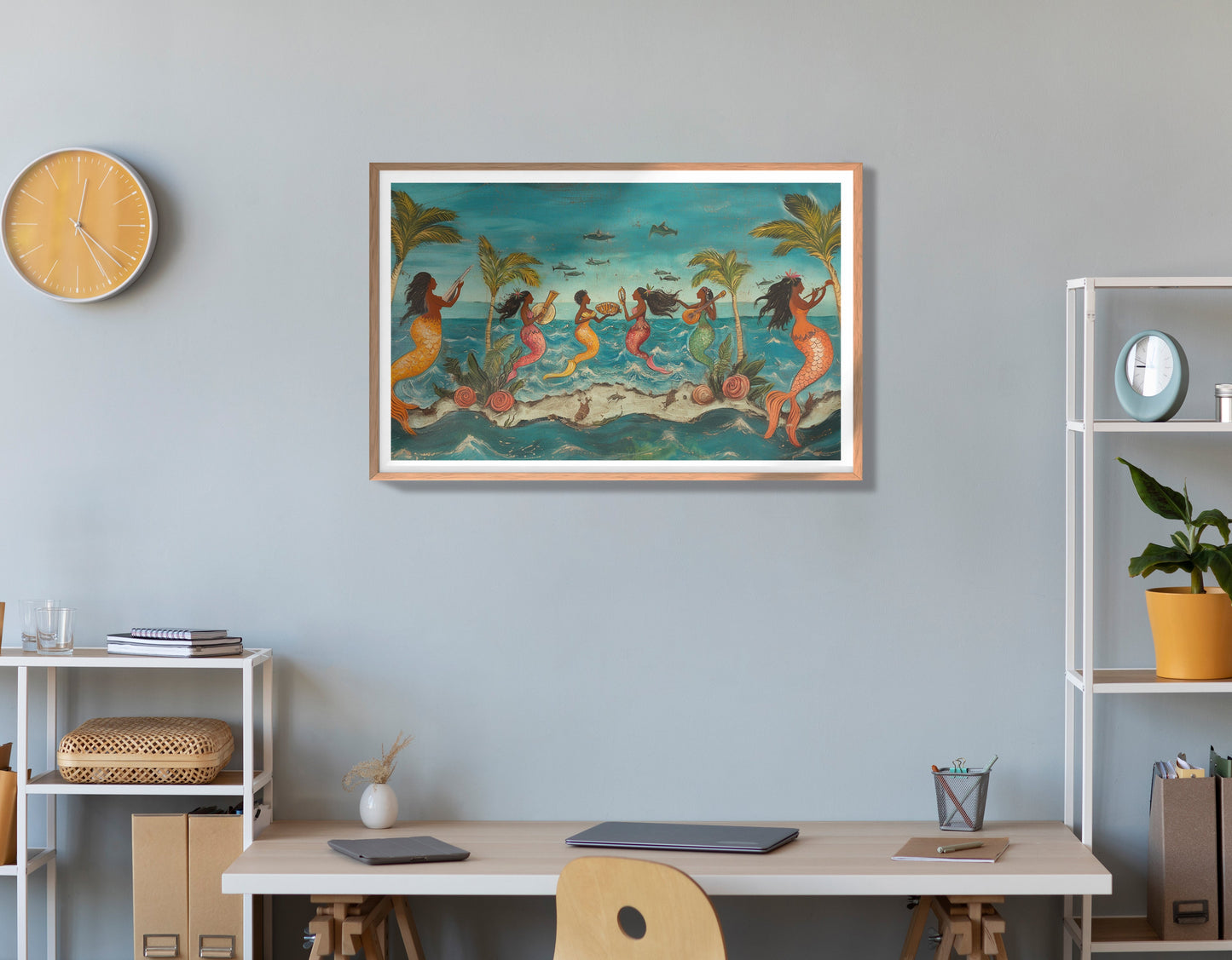 Black Mermaid Ocean Dance Caribbean wall art view 84