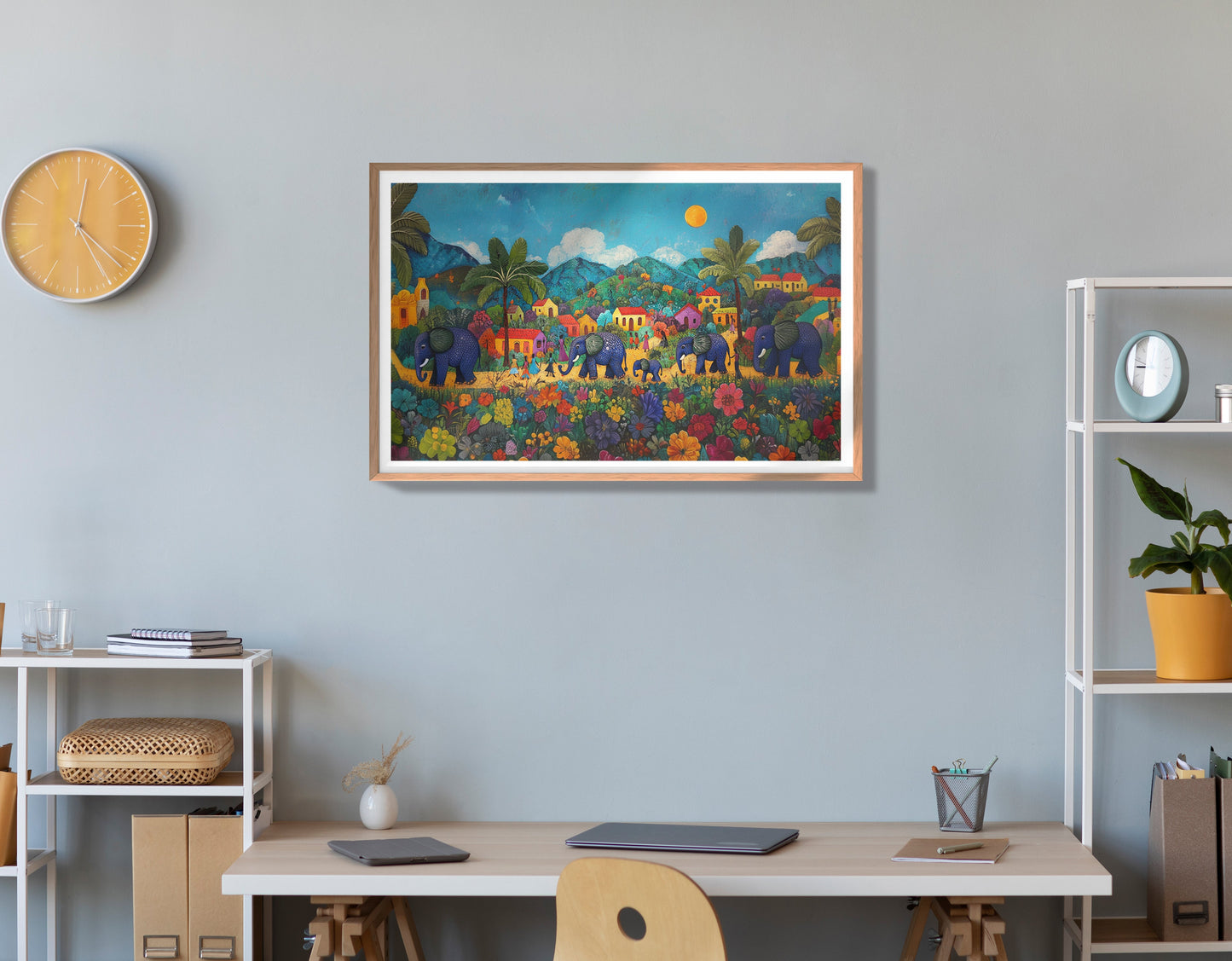 Tropical Village Elephant Caribbean wall art view 84