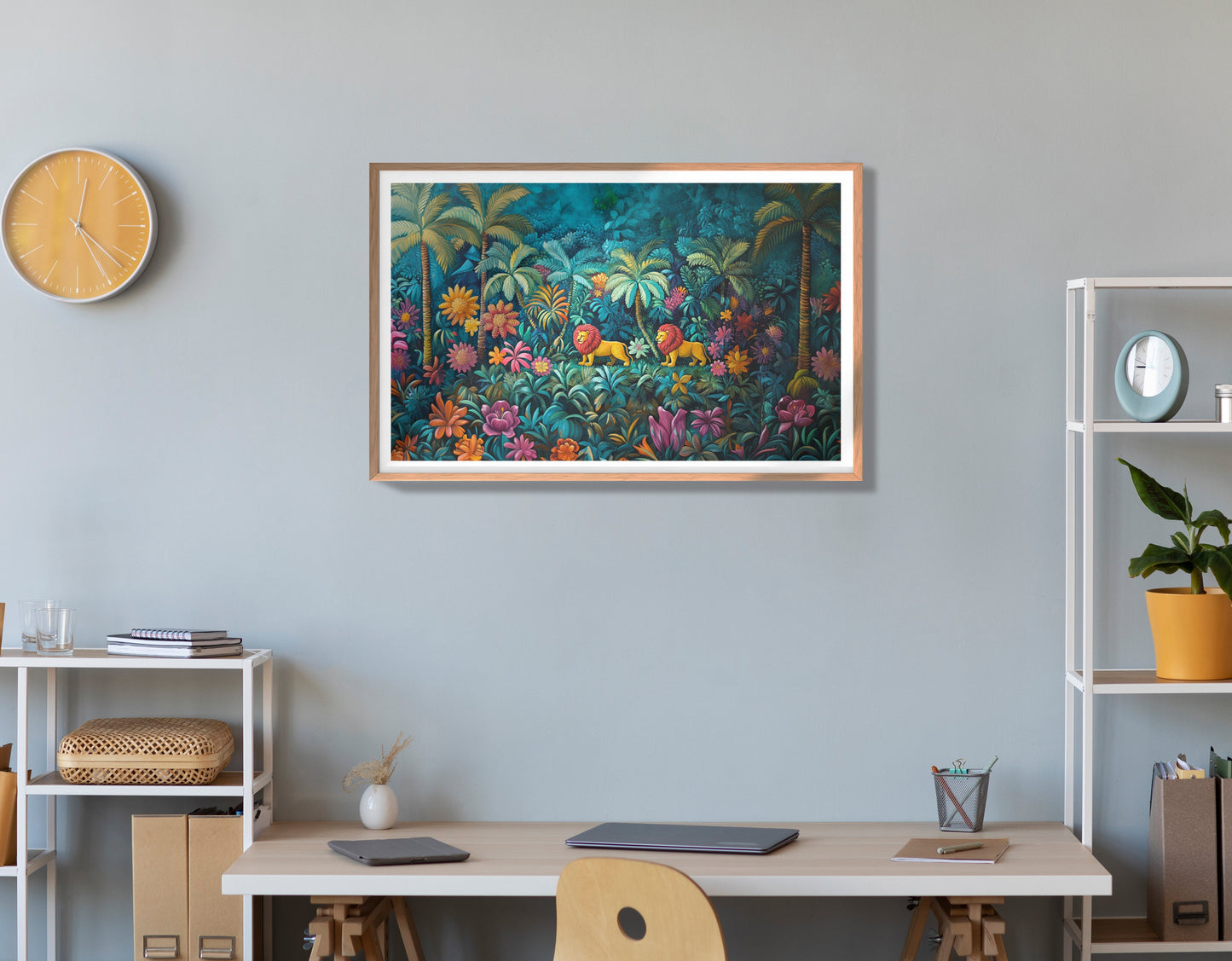 Tropical Floral Jungle Black Caribbean wall art view 84