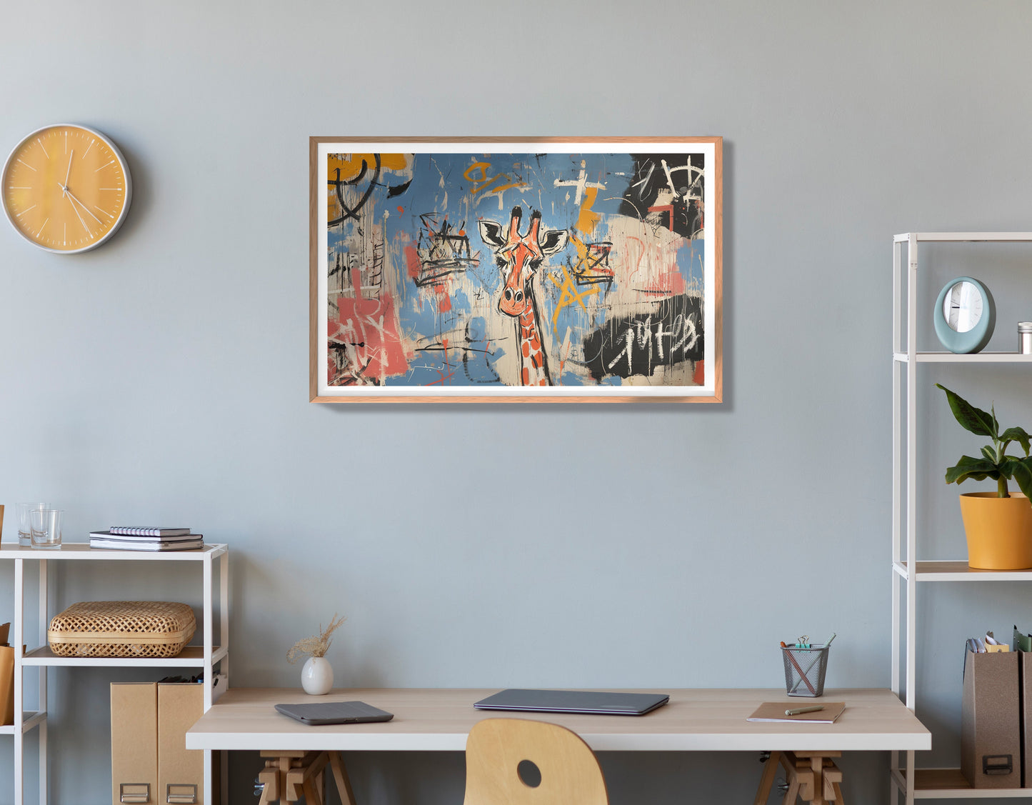 Blue Giraffe Graffiti Black African American canvas print view 84