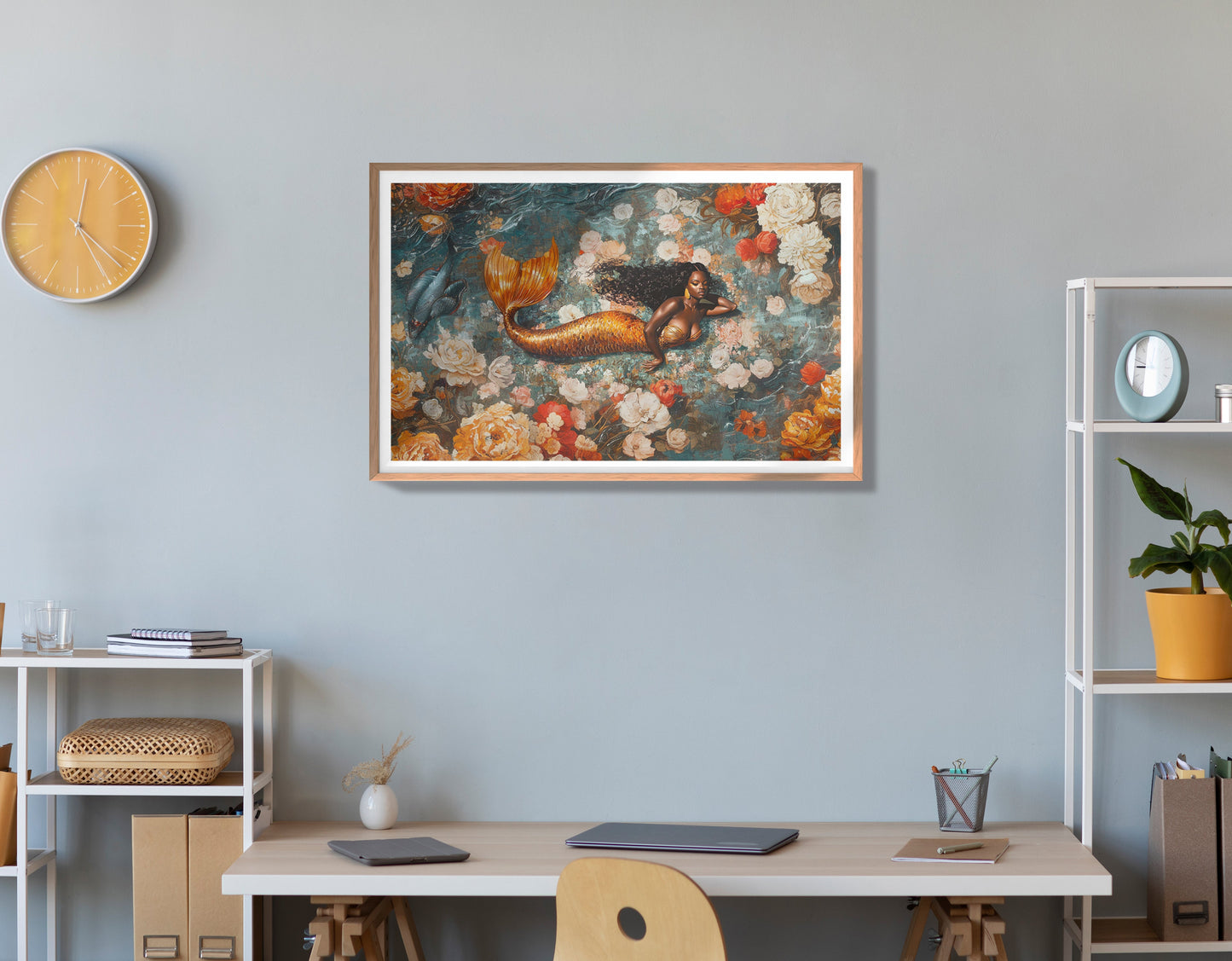 Black Mermaid Rose Garden African American canvas print view 84