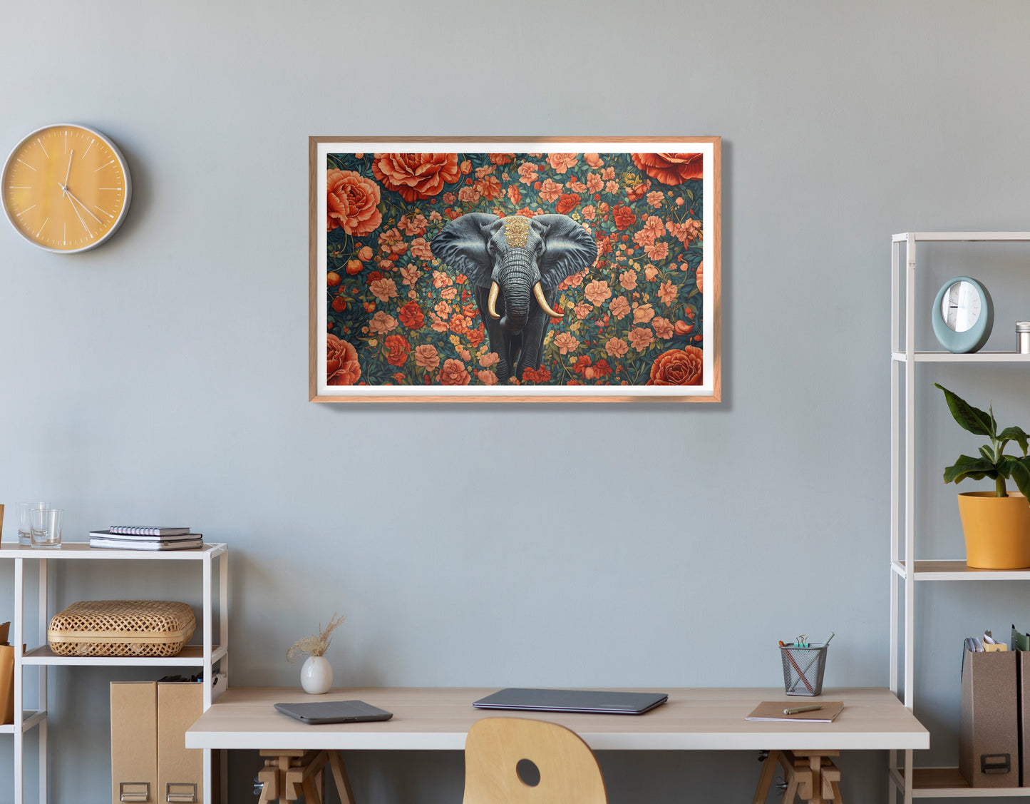 Elephant Rose Floral African American canvas print view 84