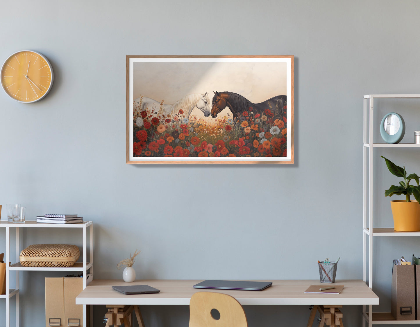 Horse Floral Meadow Black African American canvas print view 84