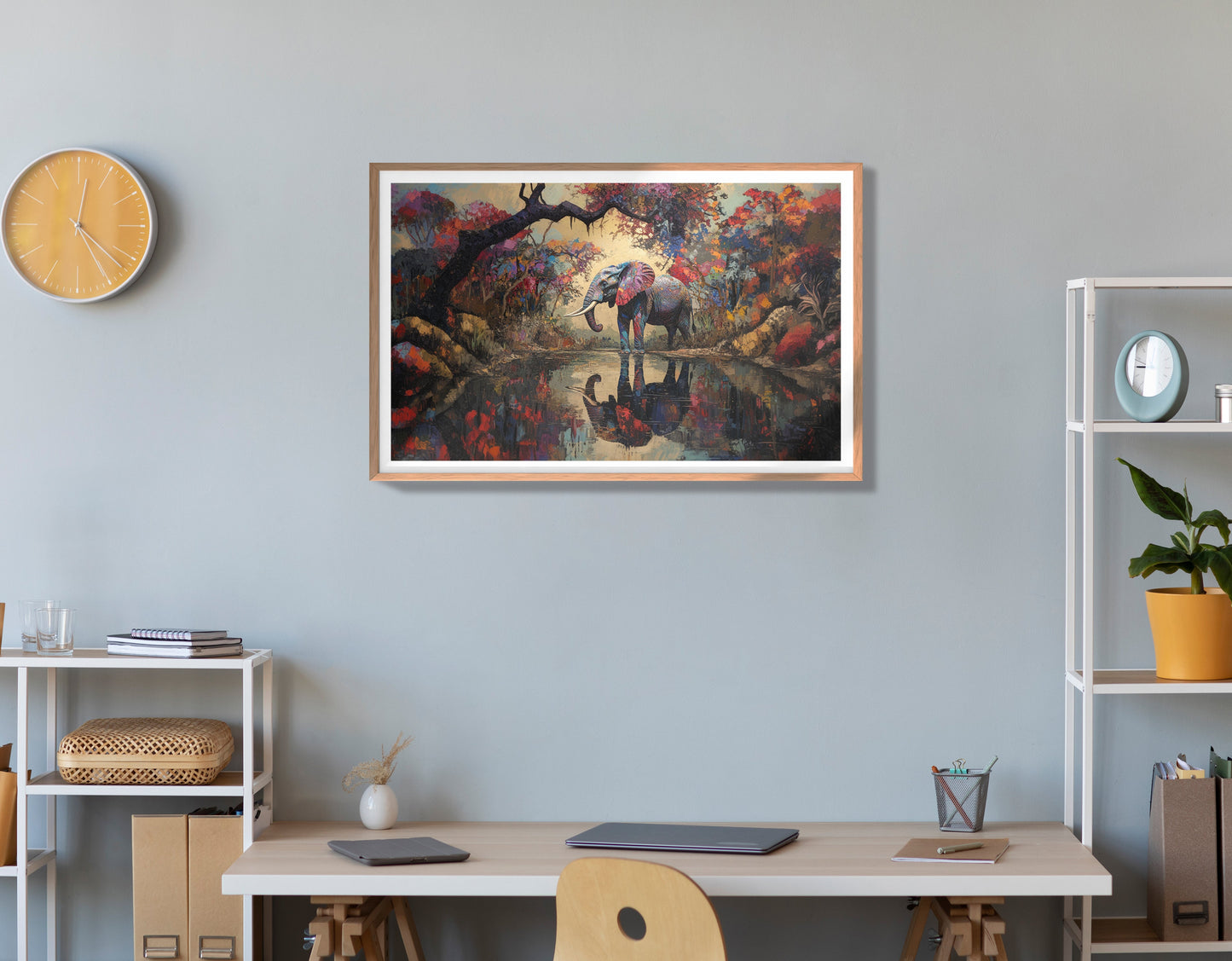 Elephant Forest Reflection African American canvas print view 84