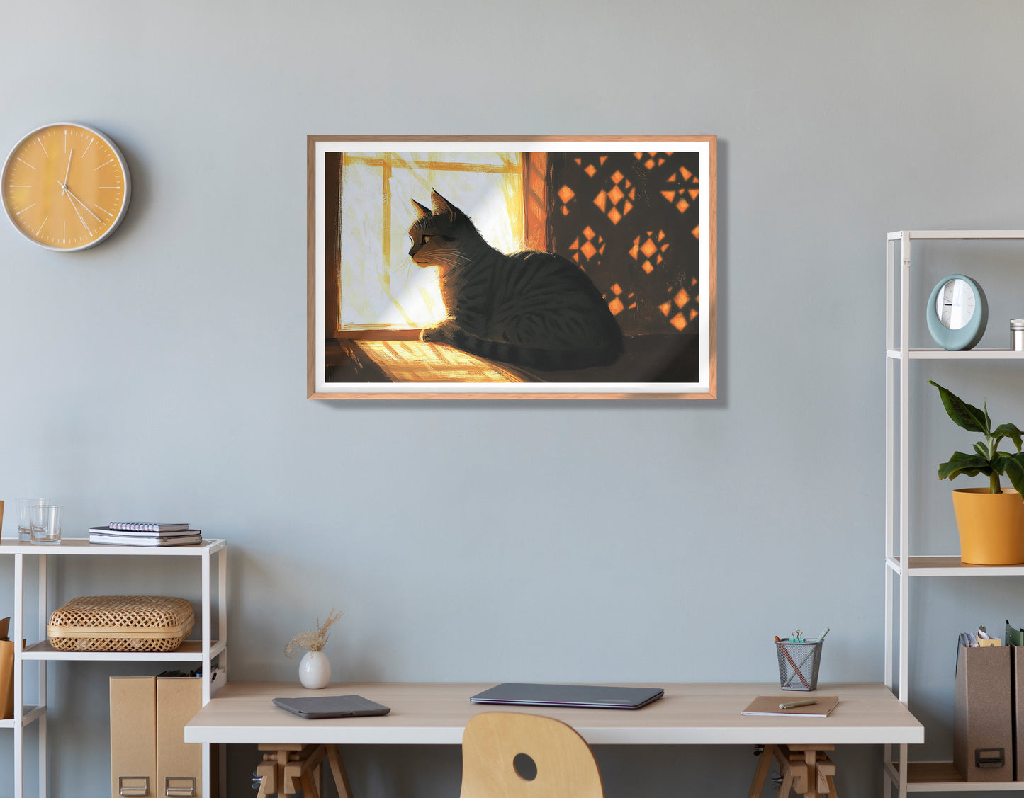 Black Cat Window Light African American canvas print view 84