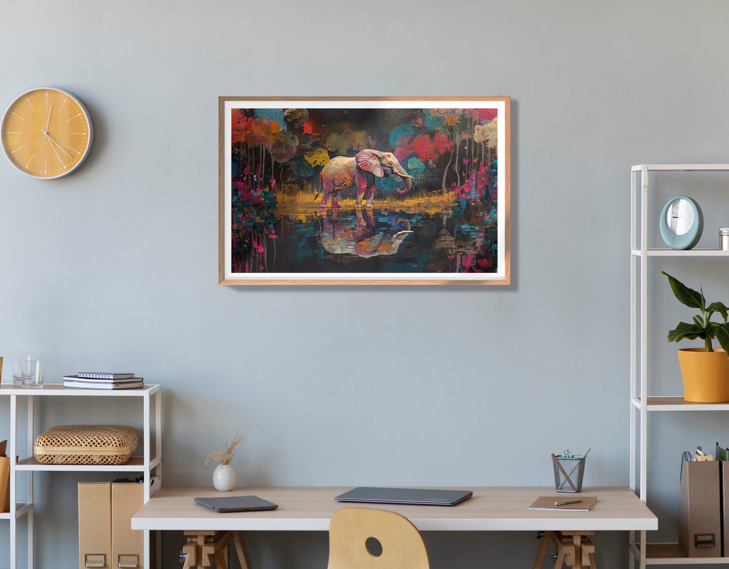 Elephant River Reflection African American canvas print view 84