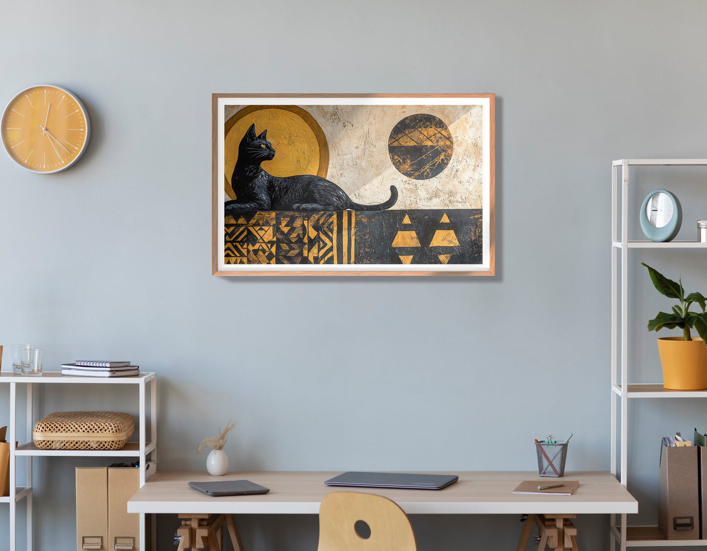 Black Cat Moon African Pattern African American canvas print view 84