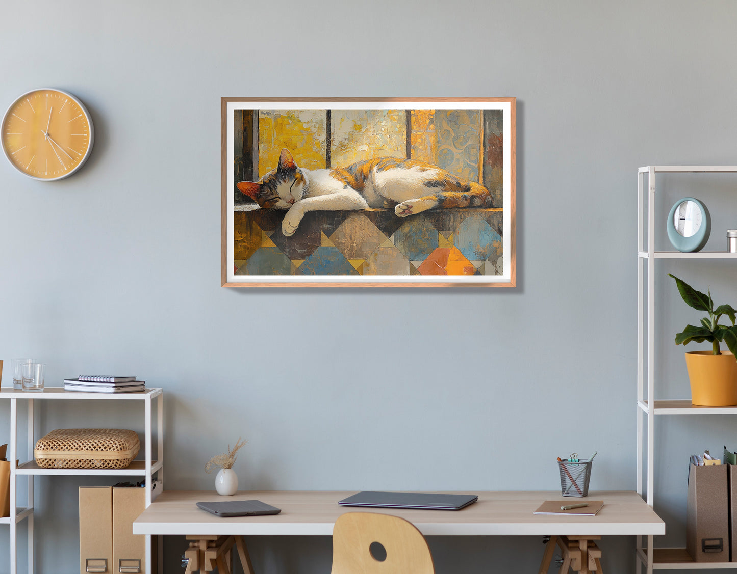Sleeping Calico Cat Window African American canvas print view 84