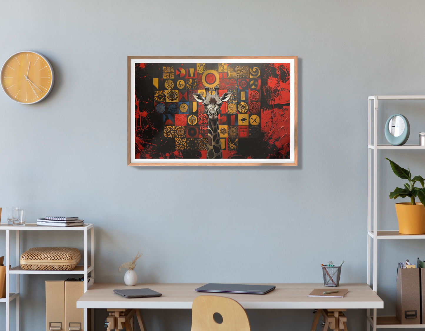 Giraffe Tribal Symbols African American canvas print view 84