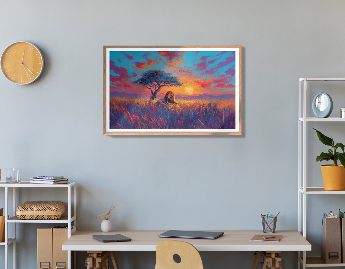 Lion Colorful Sunset Black African American canvas print view 84