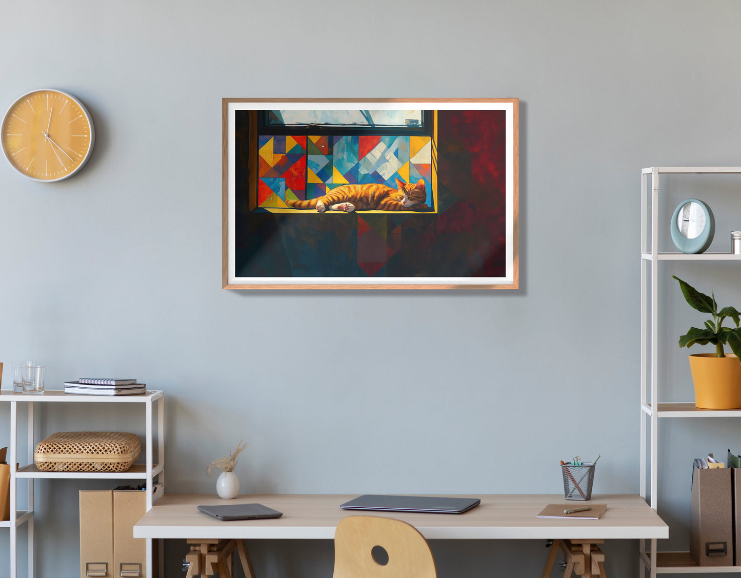 Sleeping Orange Cat Window African American canvas print view 84