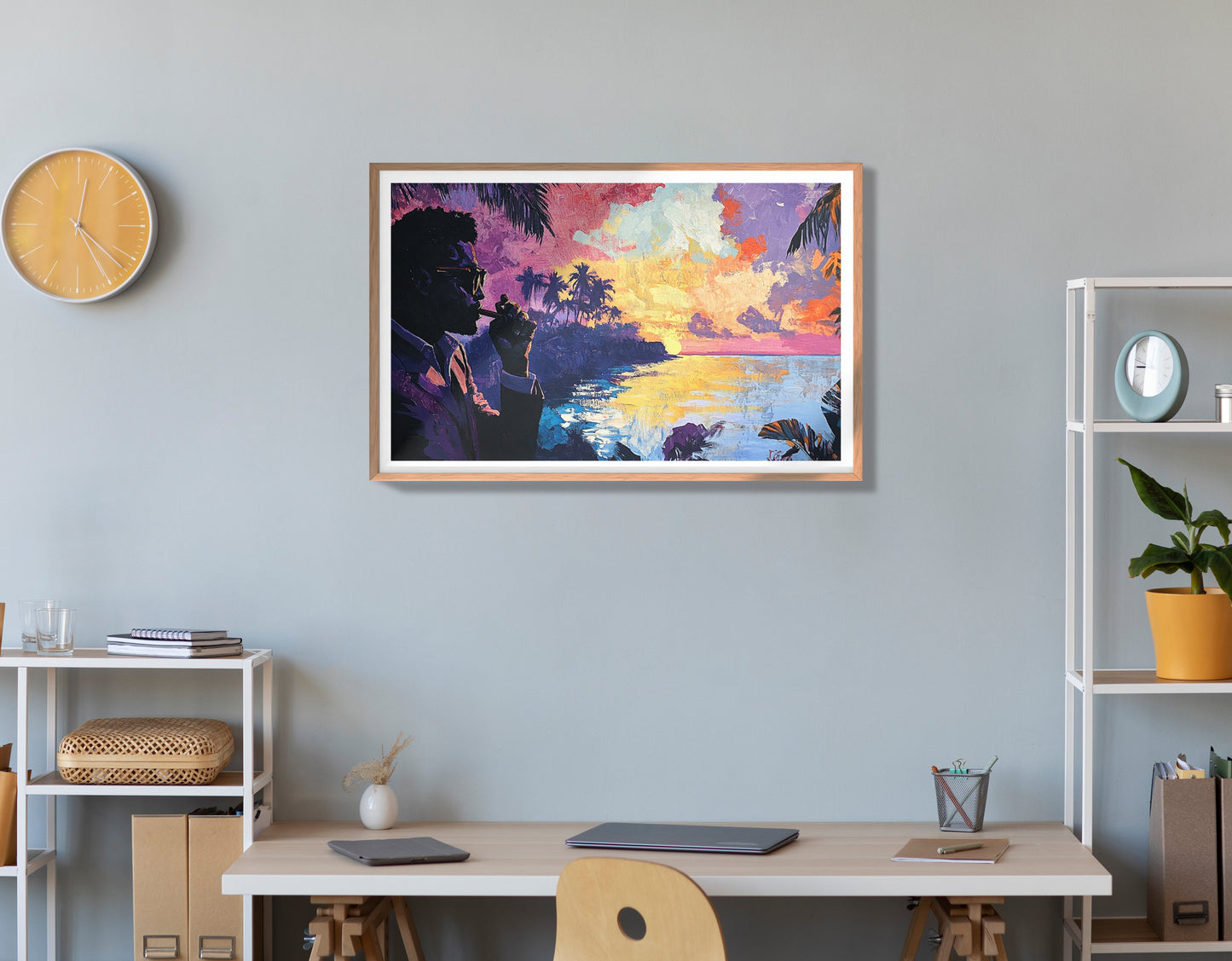 Black Man Tropical Sunset African American wall art view 84