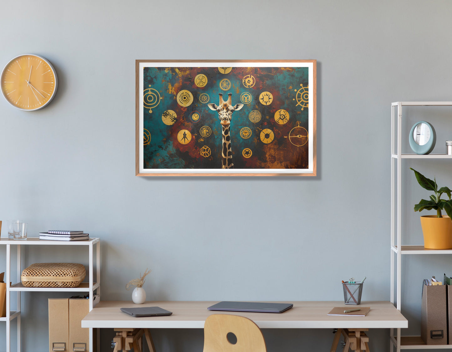 Giraffe Symbol Pattern Black African American canvas print view 84