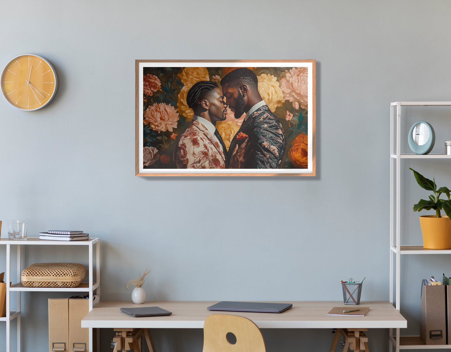 Black Gay Couple Formal Portrait Black love wall art view 62