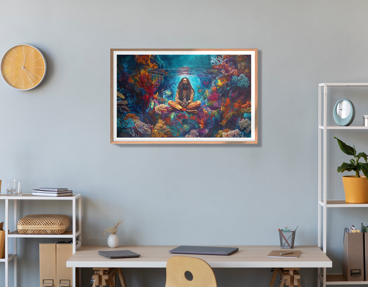 Black Woman Meditation Ocean African American wall art view 84