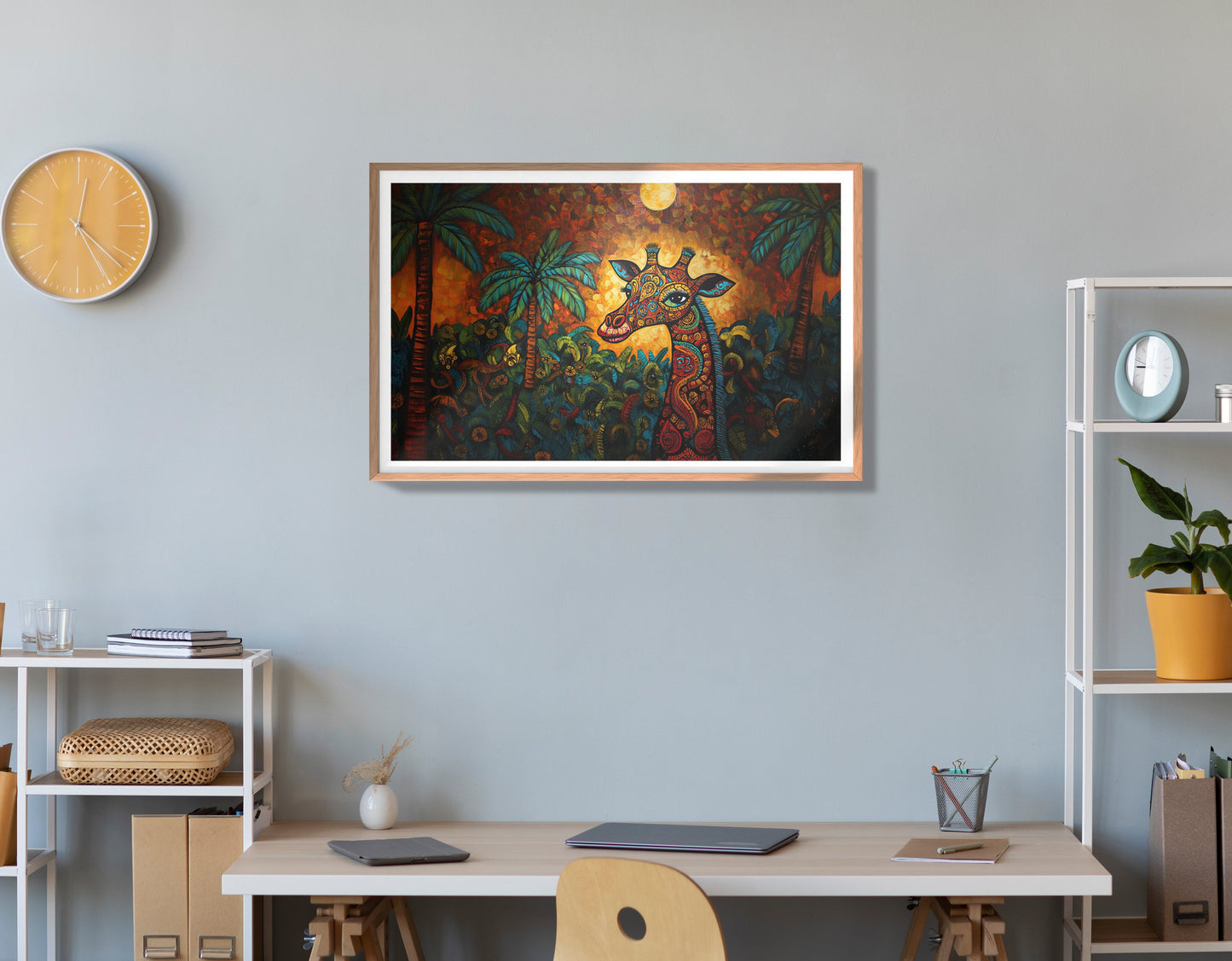 Giraffe Red Moon Jungle African American canvas print view 84