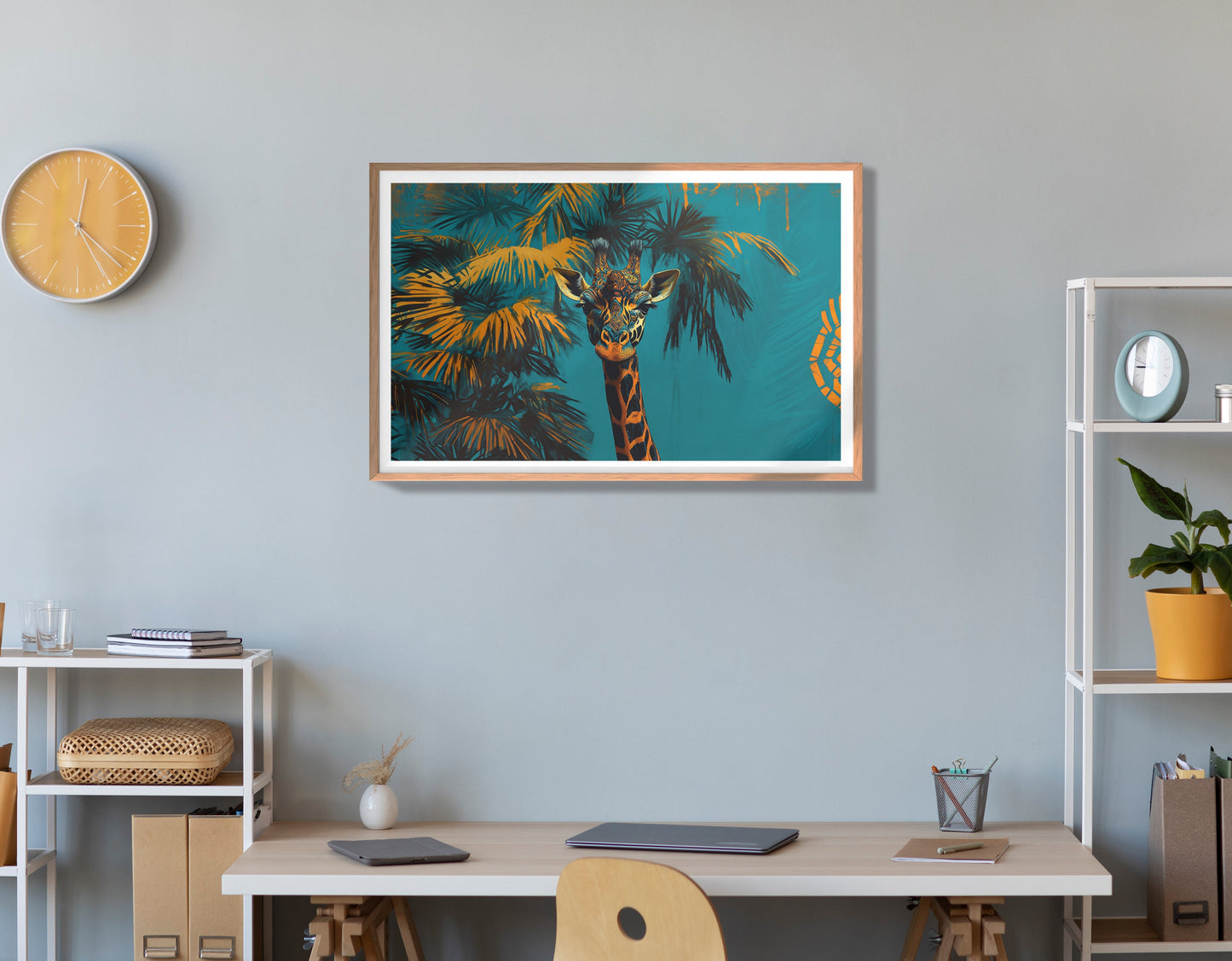 Giraffe Palm Tree African American canvas print view 84