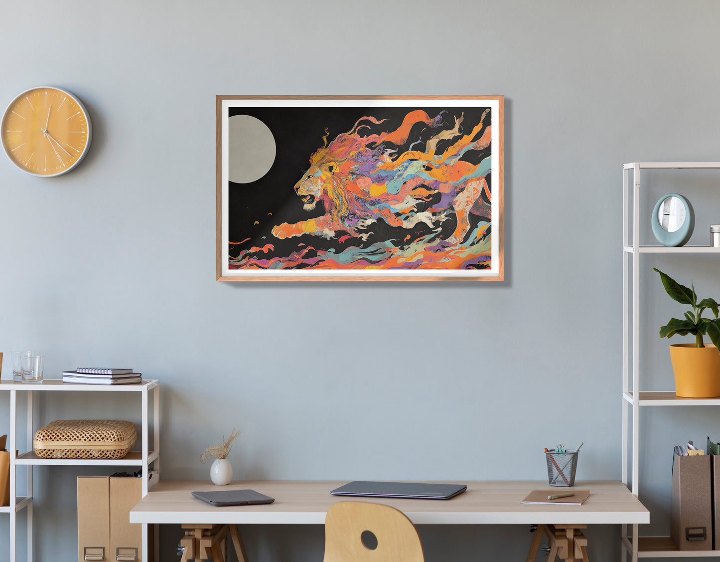 Fiery Lion Moon Black African American canvas print view 84