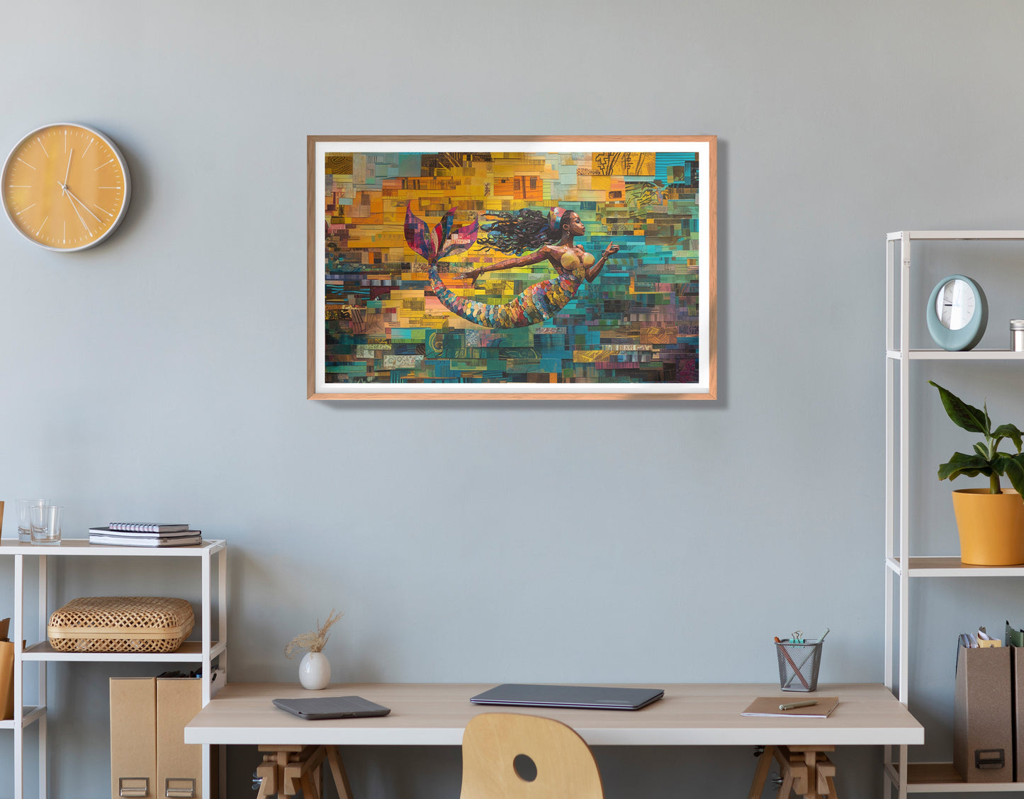 Black Mermaid Mosaic Ocean Caribbean wall art view 84