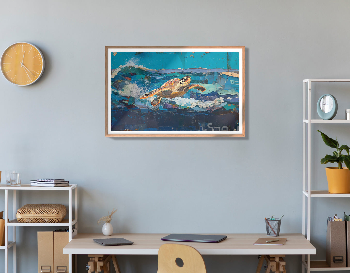 Sea Turtle Blue Ocean Caribbean wall art view 84