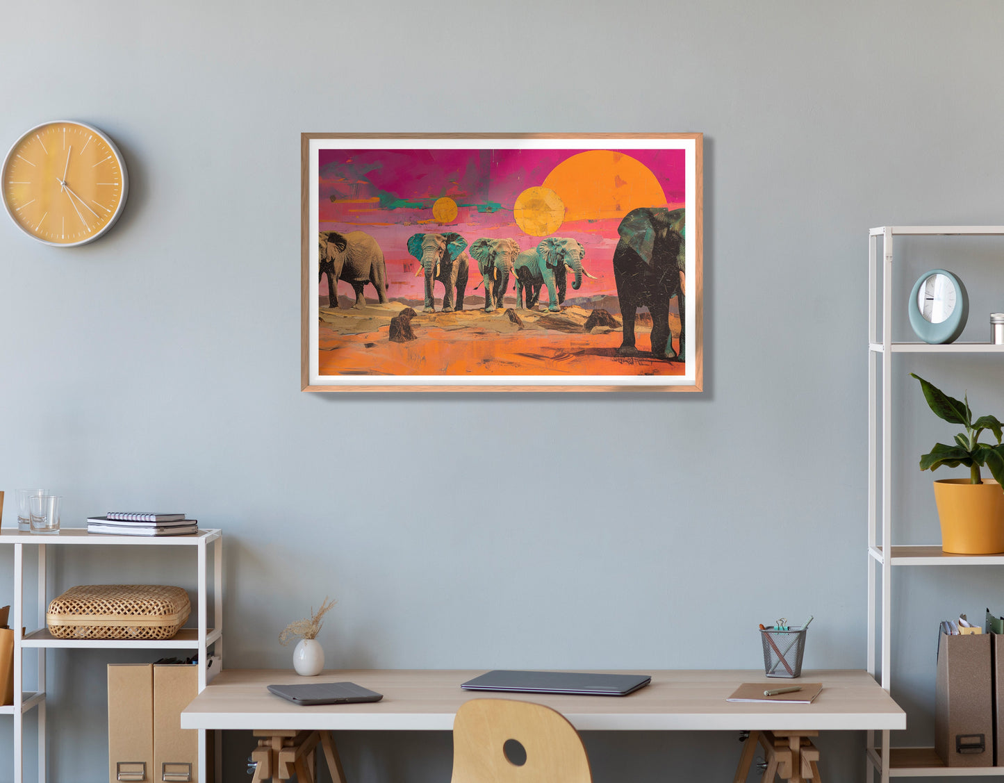 Elephant Sunset Safari Black African American canvas print view 84