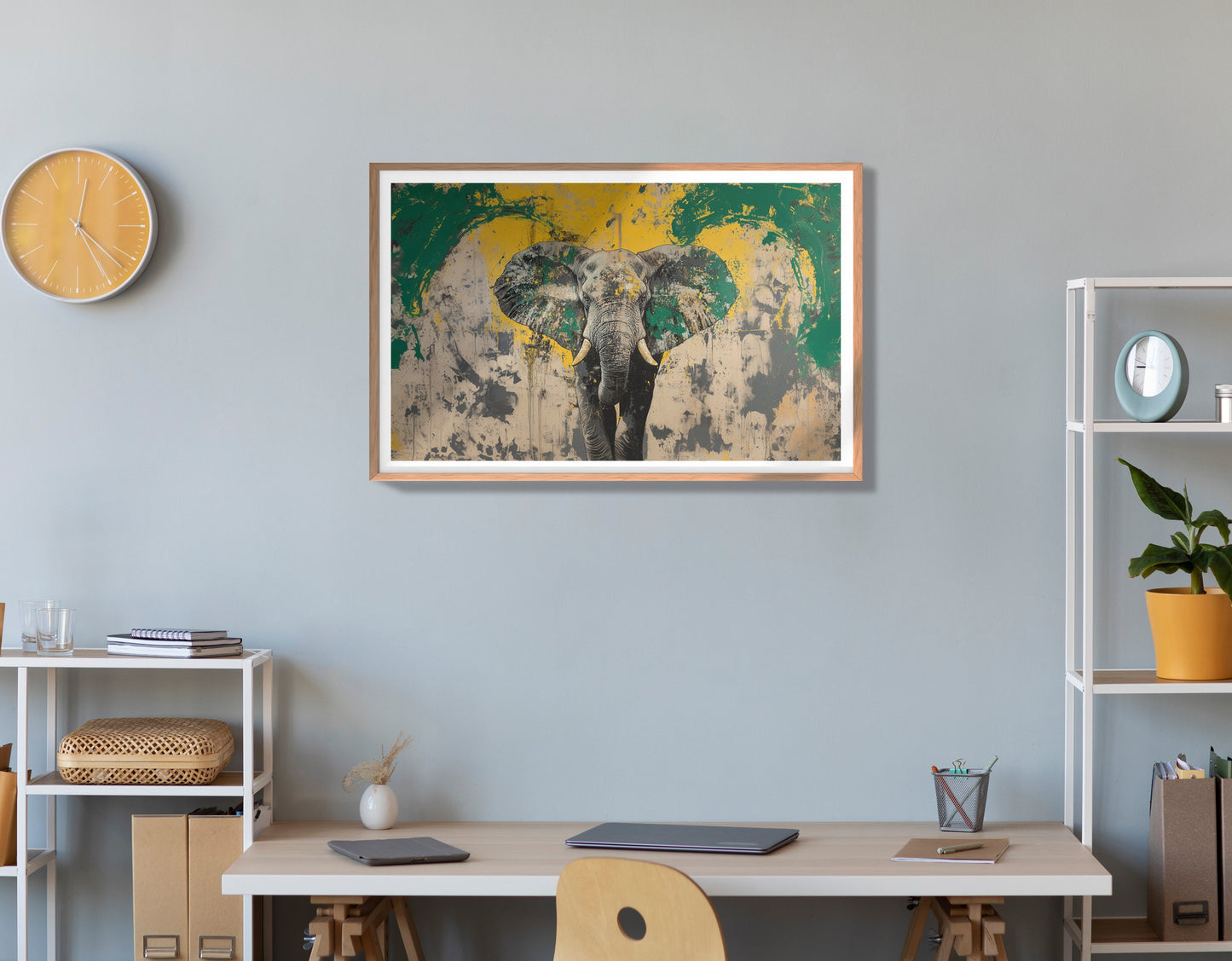 Abstract Elephant Green African American abstract art view 84