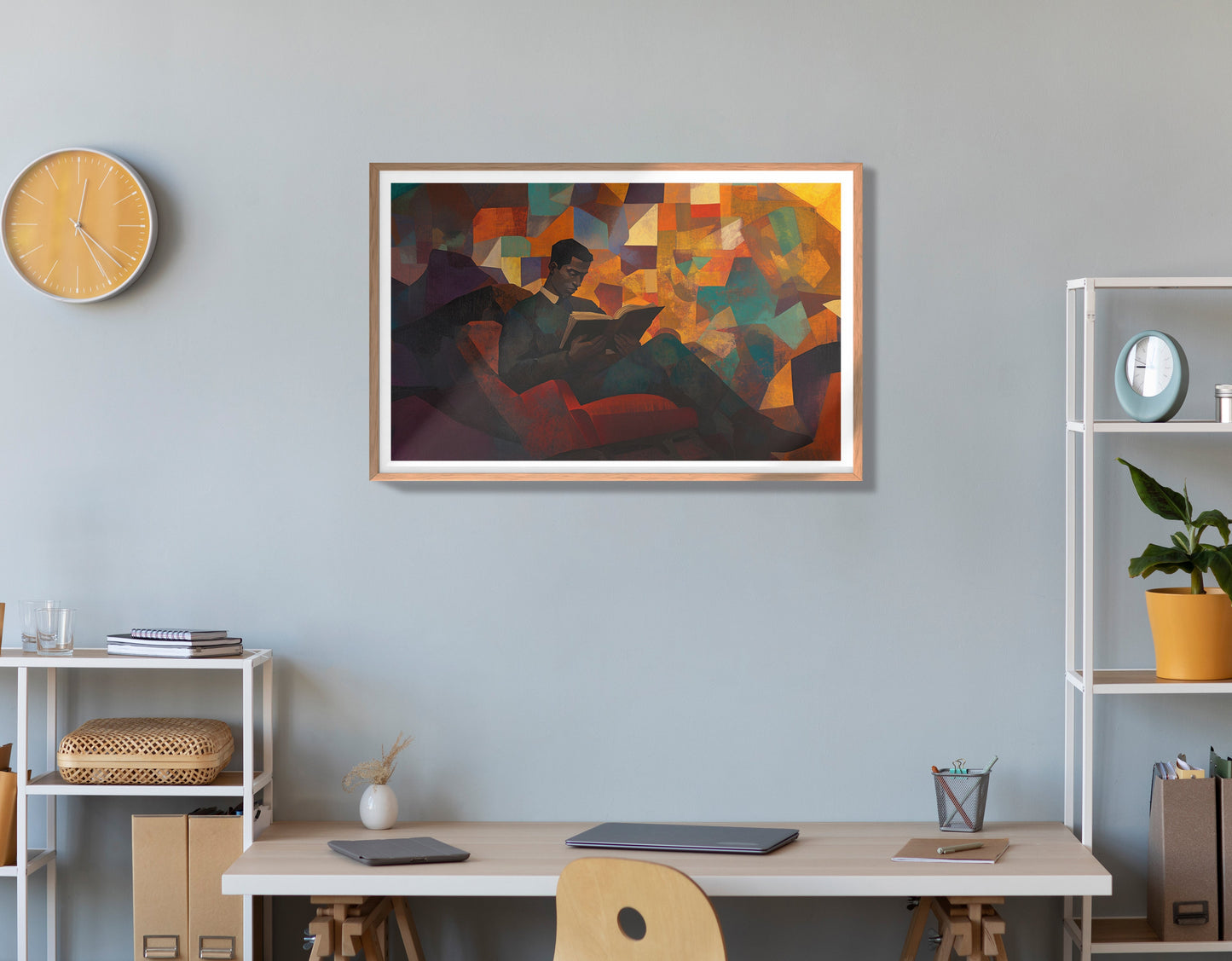 Black Man Reading Abstract African American wall art view 84