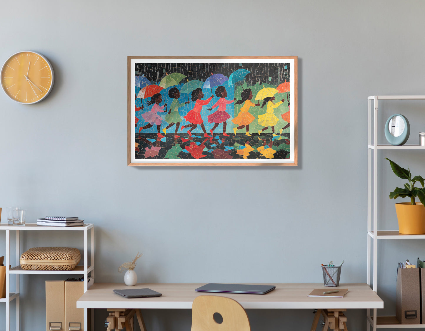 Black Girls Umbrella Dance Black children wall art view 84