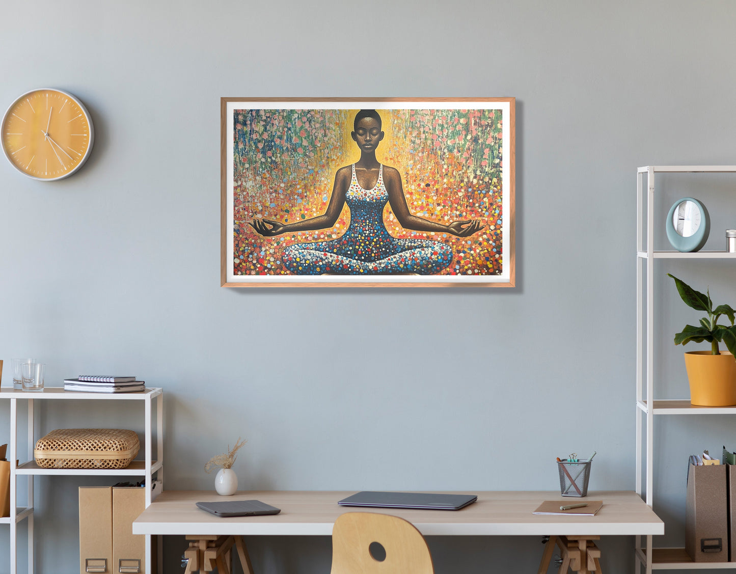 Black Woman Meditation Floral African American wall art view 84