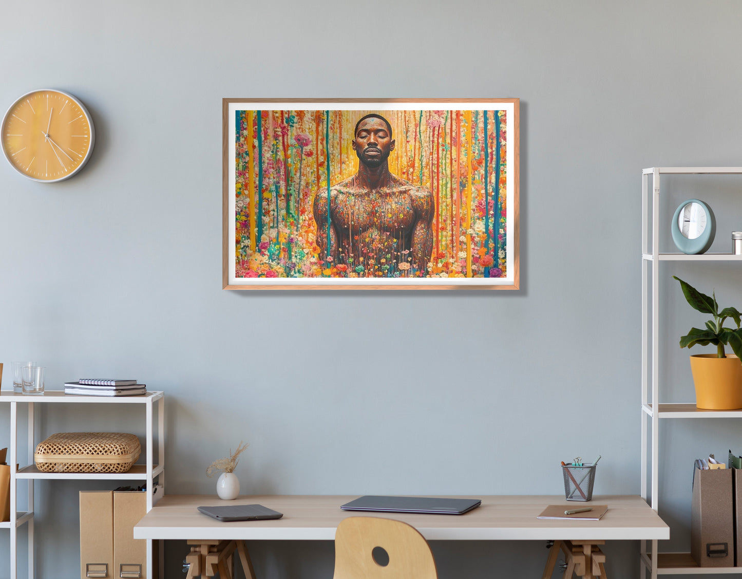 Black Man Floral Portrait African American wall art view 84