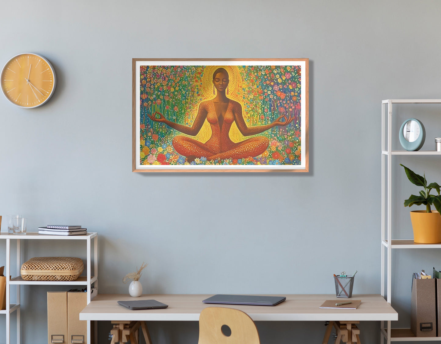Black Woman Orange Meditation African American wall art view 84