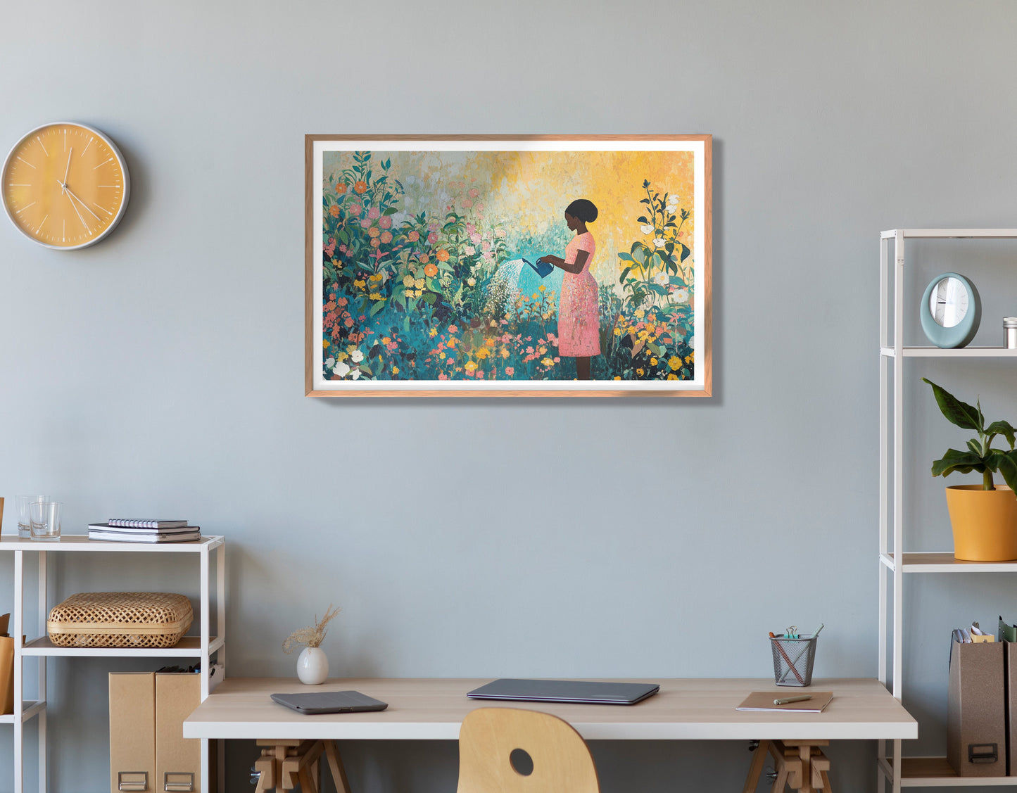 Black Girl Reading Garden Black children wall art view 84