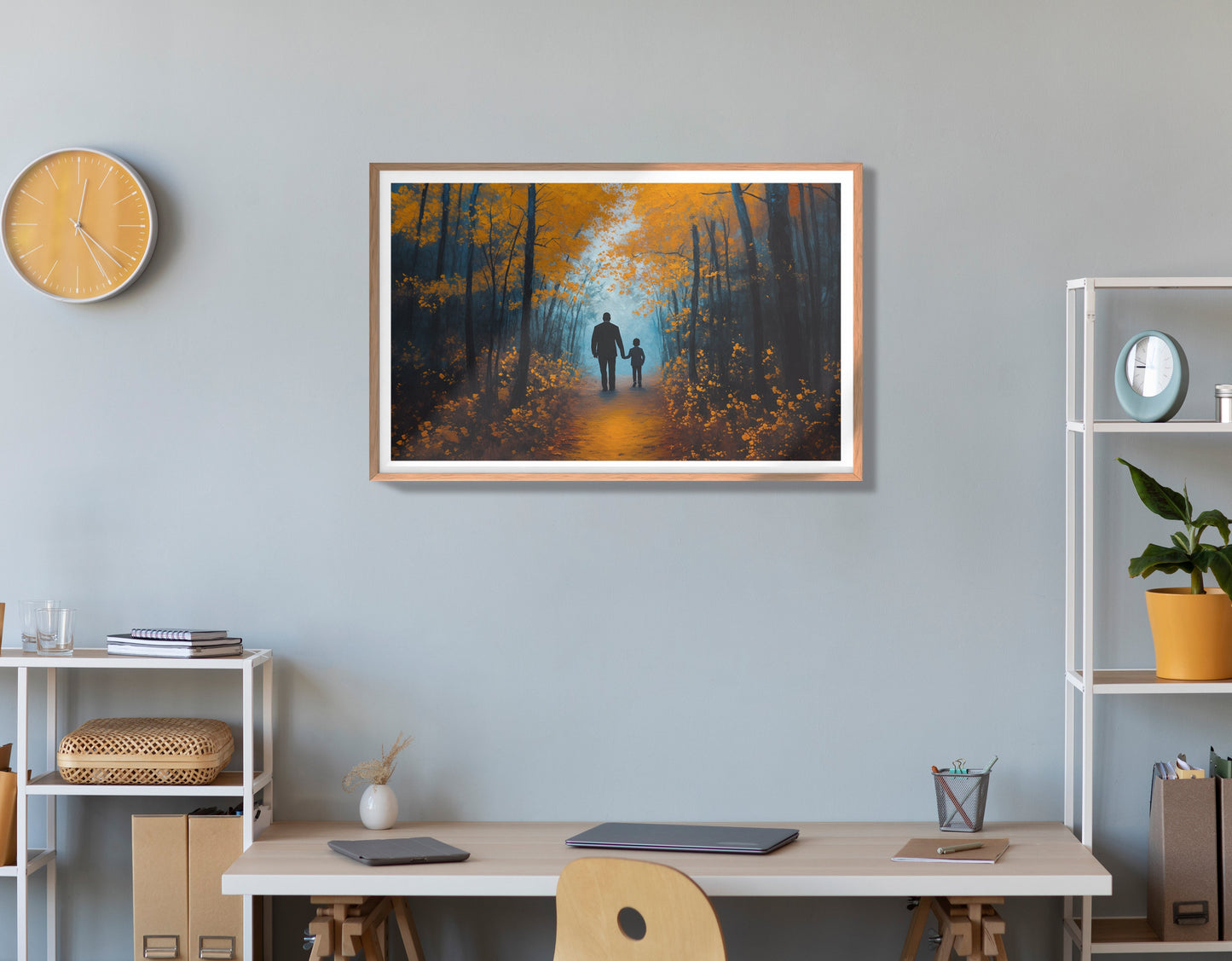 Black Father and Child Path Black family wall art view 84
