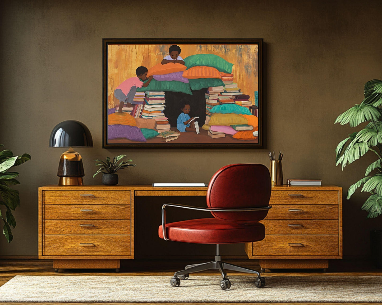 Book Fort Black Children African American Wall Art