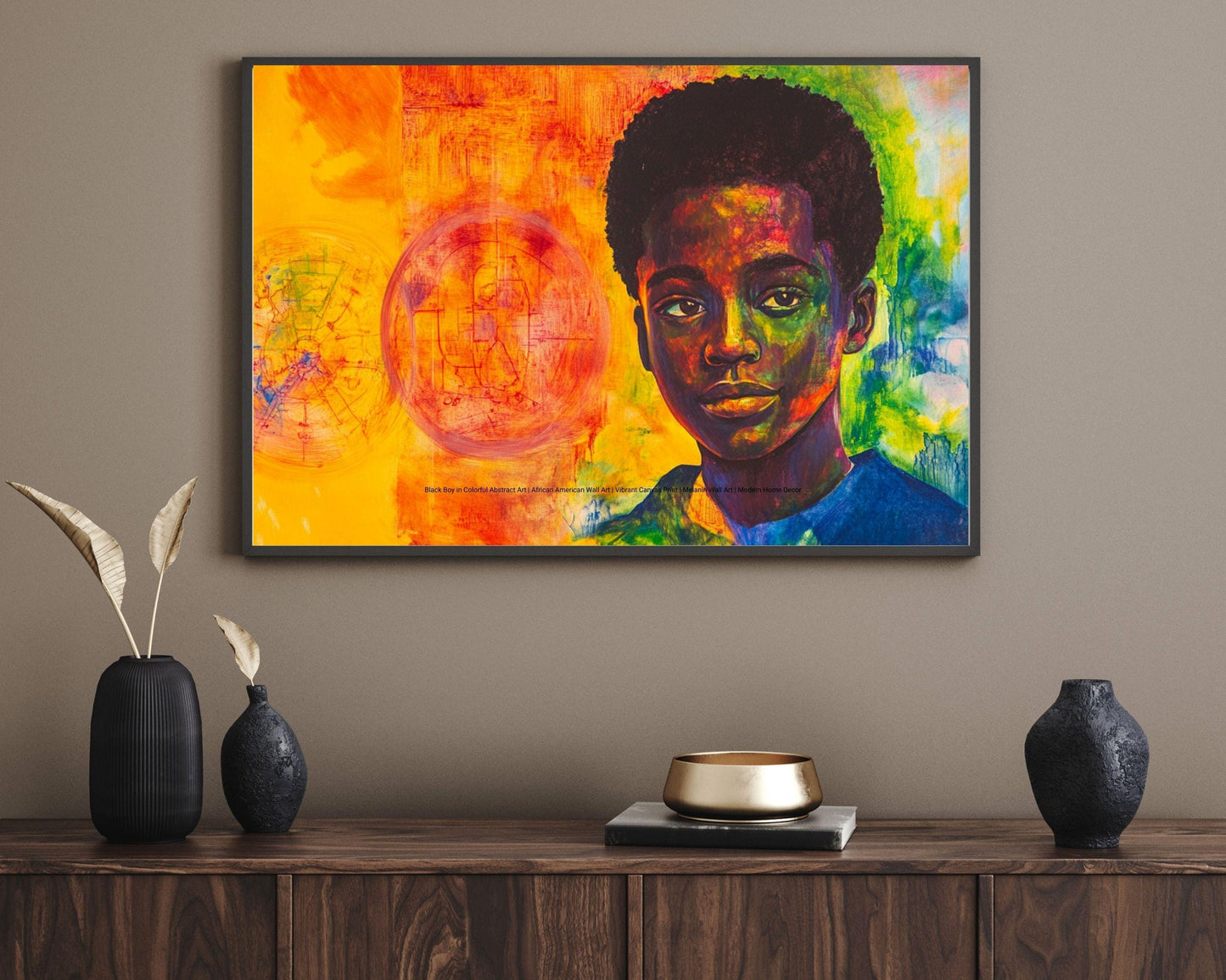Young Black Boy Abstract African American Art