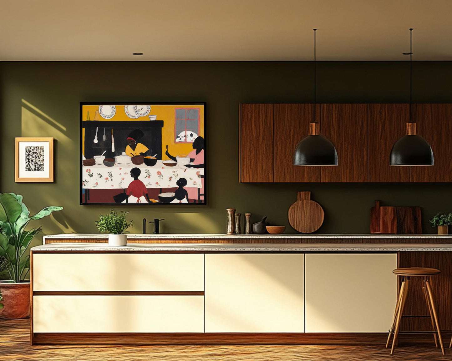 Family Dinner Folk African American Wall Art