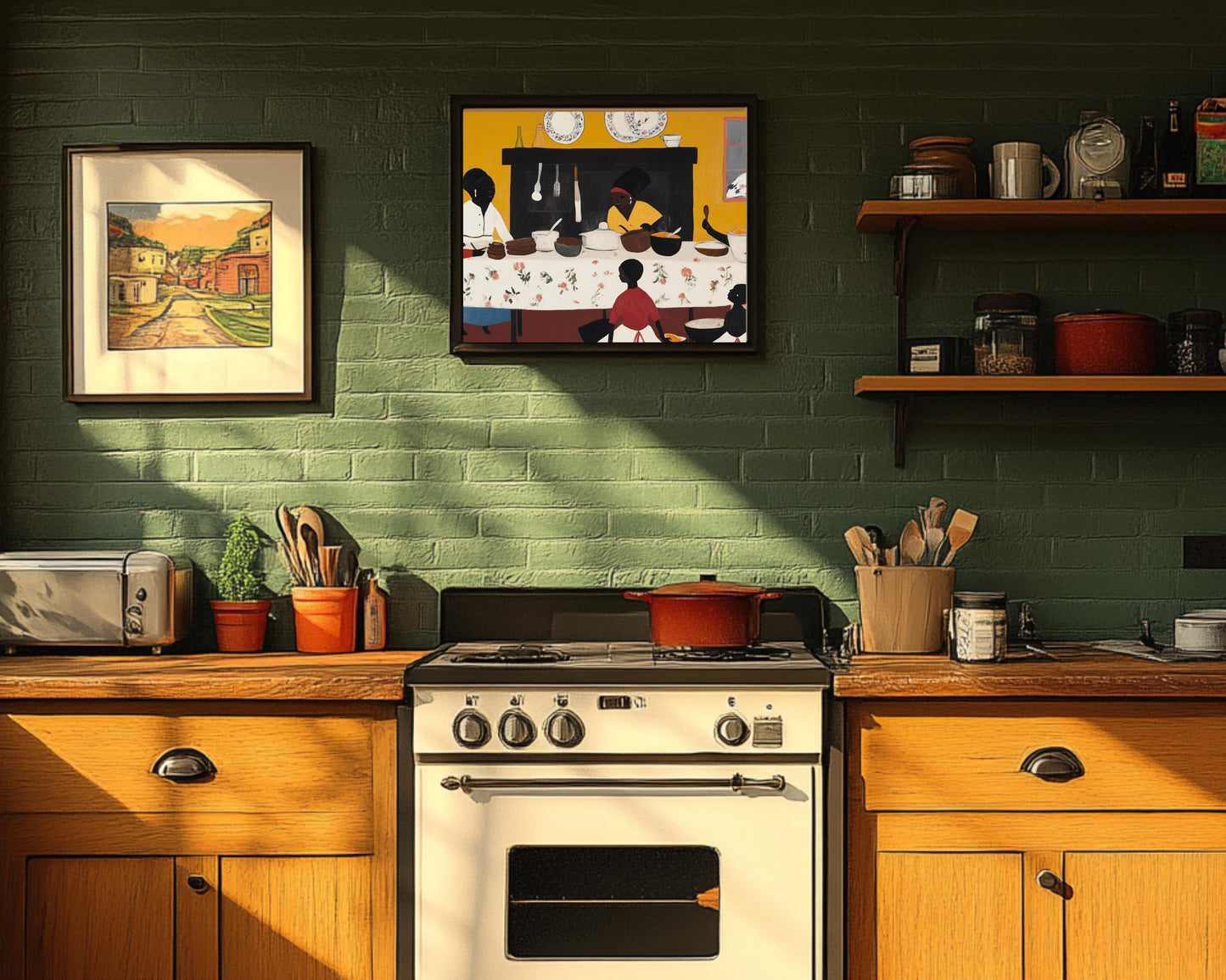 Family Dinner Folk African American Wall Art