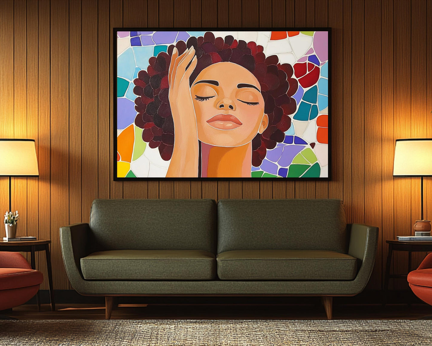 African American Art Black Woman Mosaic Canvas