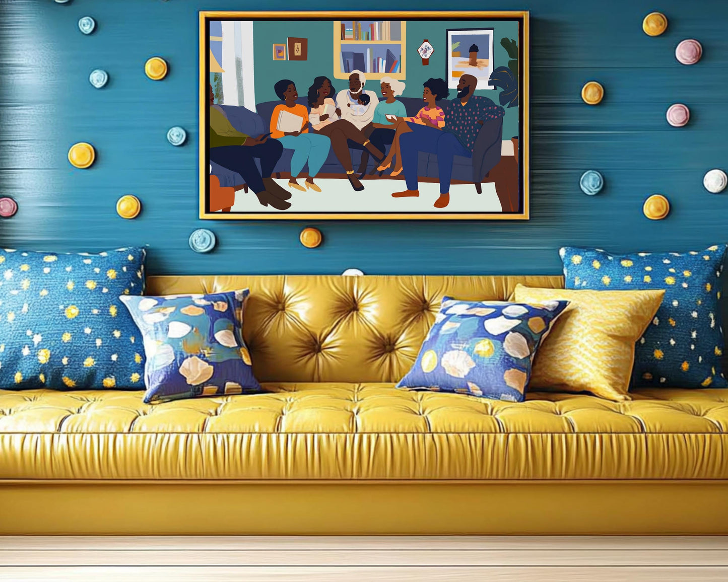 Black Family Gathering African American Togetherness Wall Art